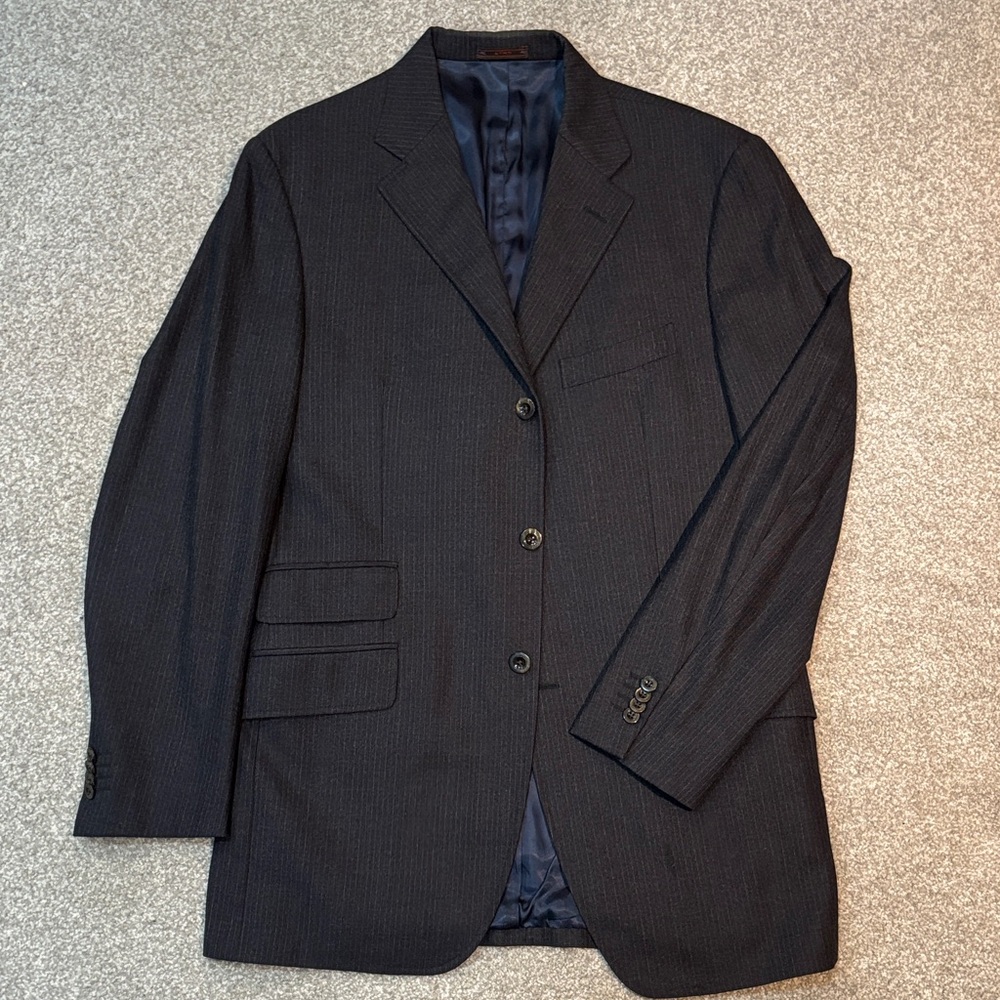 Etro Milano Men's Classic Dark Navy Pinstripe Blazer